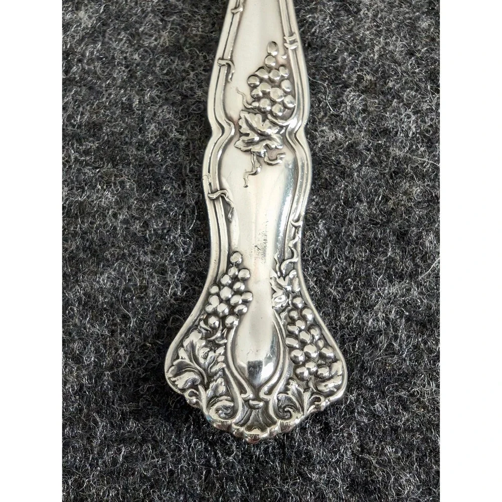 1847 Rogers Bros Silverplate Cocktail Fork 3-Tine 1904 Vintage Grape Floral 6 In